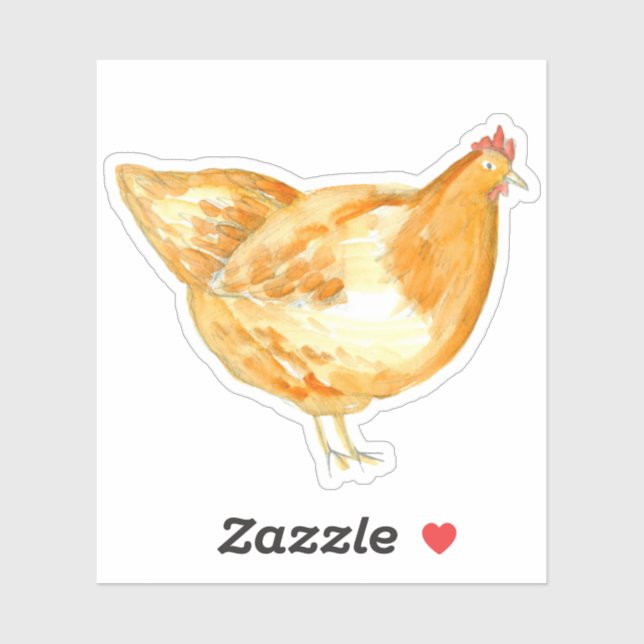 Sticker Aquarelle de poulet Hen Bird Animal (Feuille)