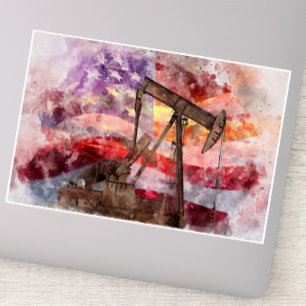Sticker Aquarelle de silhouette de valet avec drapeau amér
