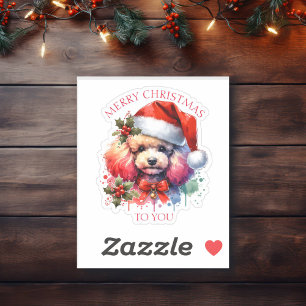 Sticker Aquarelle douce Poodé et voeux de Noël