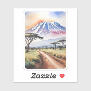 Sticker Aquarelle du Mont Kilimandjaro Tanzanie