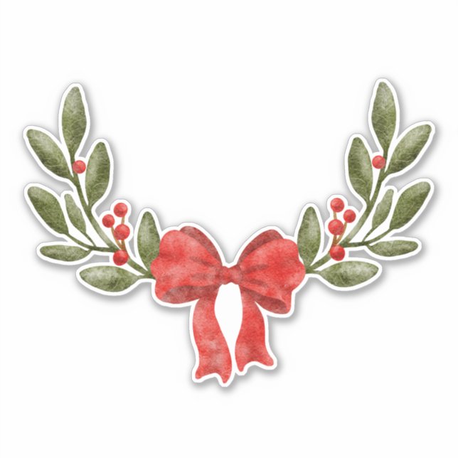 Sticker Aquarelle festive Florales décoratives de Noël (Devant)