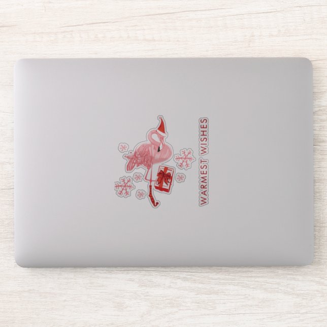 Sticker Aquarelle Flamant rose rose Plage tropicale Noël (Ordinateur)