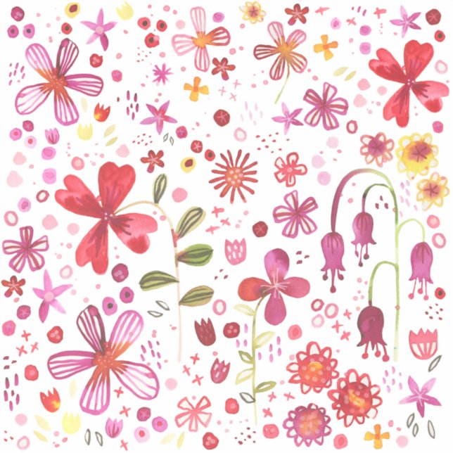 Sticker Aquarelle florale Boho colorée (Devant)