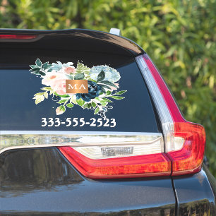 Sticker Aquarelle florale cuivre métallique monogrammé