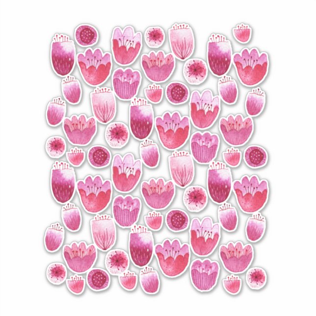 Sticker Aquarelle florale rose (Devant)