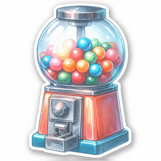 Sticker Aquarelle Gumball Machine Buble Gum (Devant)