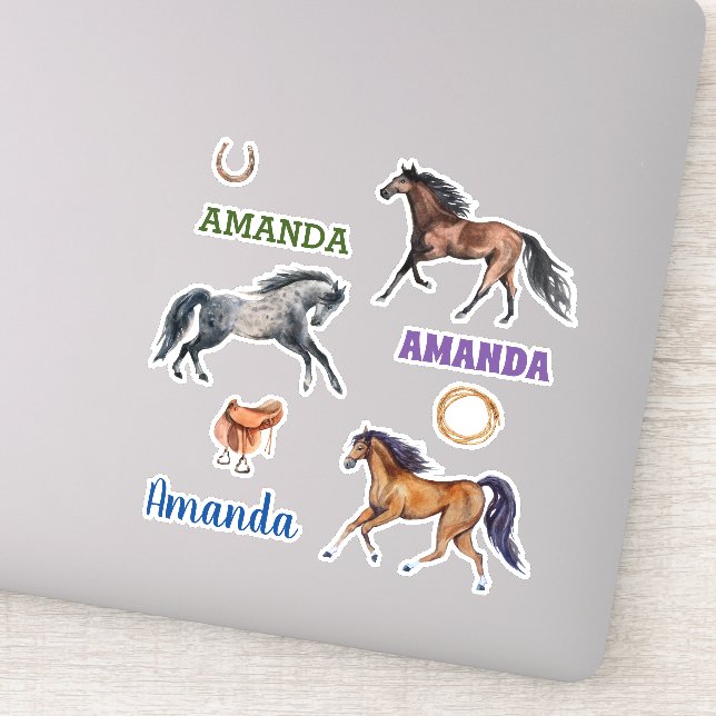 Sticker Aquarelle Horse Nom de l'auteur Ensemble personnal (Détail)