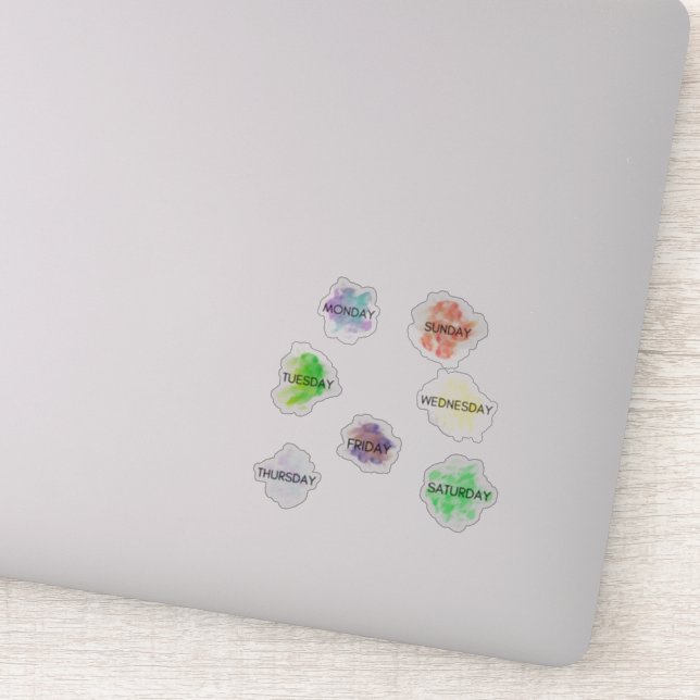 Sticker Aquarelle Jours de la semaine du planificateur (Détail)