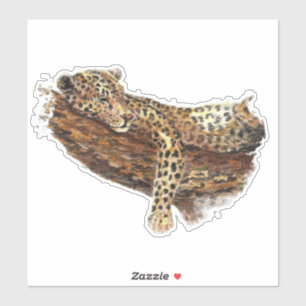 Sticker Aquarelle Léopard Chat