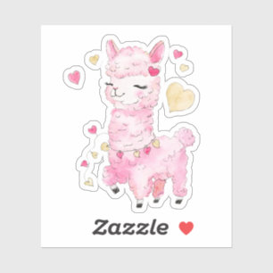 Sticker Aquarelle Llama rose