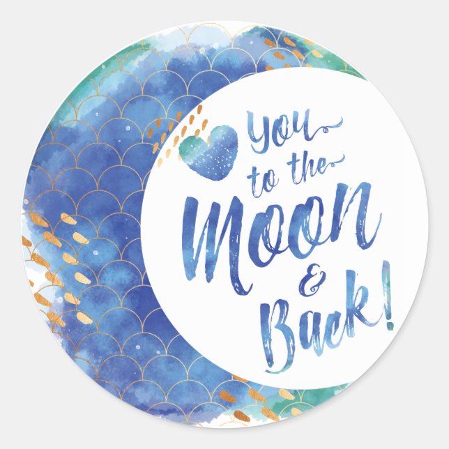 Sticker Aquarelle "Love You to The Moon & Back" (Devant)
