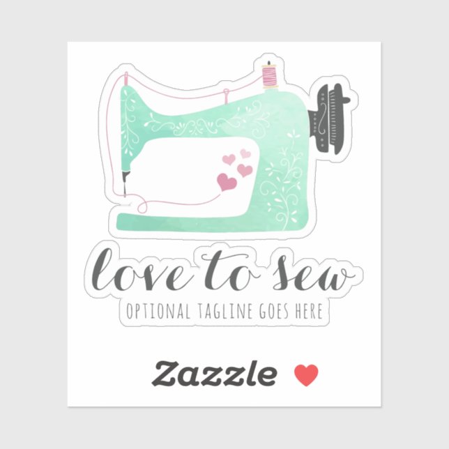Sticker Aquarelle Machine à coudre Shabby Chic Nom Logo (Feuille)
