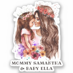 Sticker Aquarelle mère et fille (5)