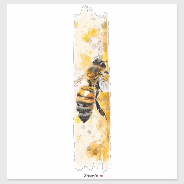 Sticker Aquarelle Miel Abeille Brosse (Feuille)