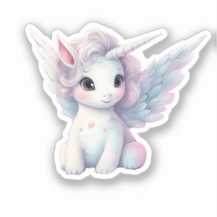 Sticker aquarelle mignonne licorne