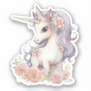 Sticker aquarelle mignonne licorne