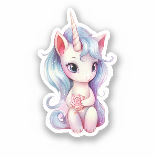 Sticker aquarelle mignonne licorne (Recto)