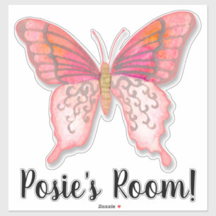 Sticker Aquarelle moderne papillon rose orange