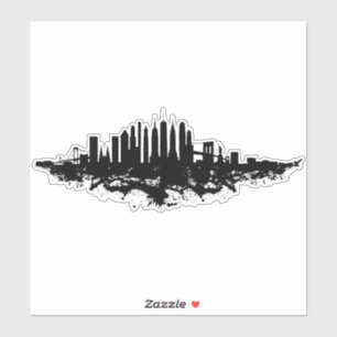 Sticker Aquarelle New York Skyline noir et blanc