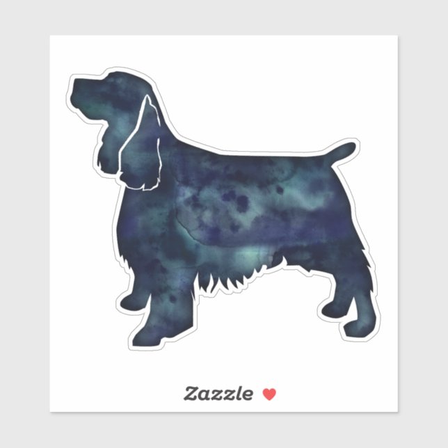 Sticker Aquarelle noire Springer Spaniel Silhouette (Feuille)