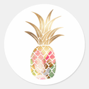 Sticker Aquarelle Or Ananas