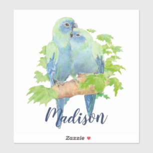Sticker Aquarelle Parrot mou Oiseau Couple Art