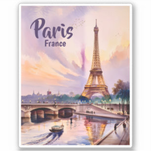 Sticker Aquarelle personnalisée Paris France Tour Eiffel C