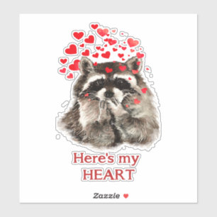 Sticker Aquarelle Raccoon soufflant Baisers Citation amusa