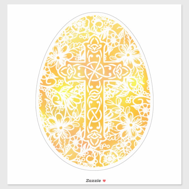 Sticker Aquarelle religieuse Croix des oeufs de Pâques (Feuille)