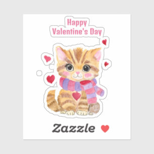 Sticker Aquarelle Saint Valentin Kitty