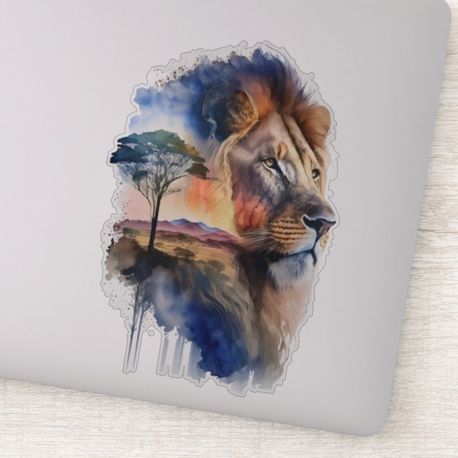 Sticker Aquarelle Savanna Lion (Détail)