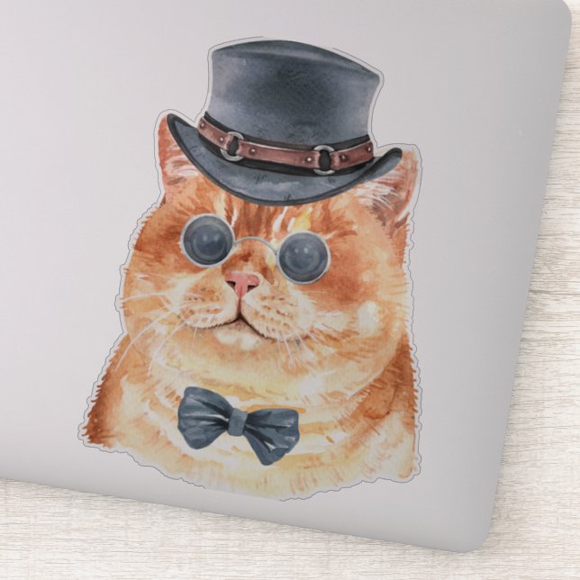 Sticker Aquarelle Steampunk Kitty (Détail)