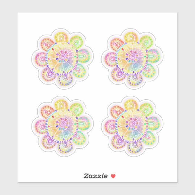 Sticker Aquarelle Sunflowers Style Boho (Feuille)