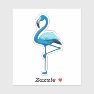 Sticker Aquarelle tropicale Flamant rose bleu