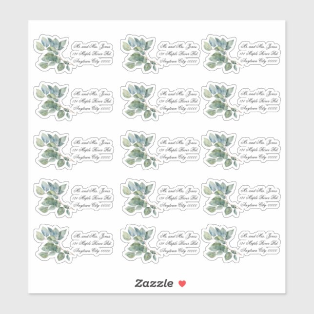 Sticker Aquarelle verte eucalyptus (Feuille)