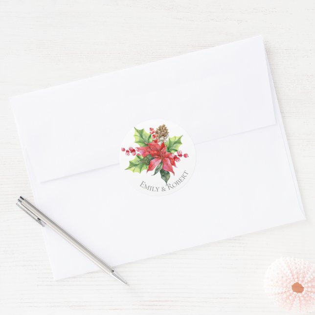 Sticker Aquarelle verte pour Noël (Enveloppe)
