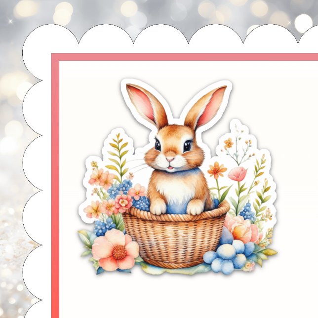Sticker Aquarelle vintage Lapin de Pâques (Créateur téléchargé)