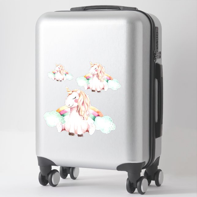 Sticker Aquarelle Whimsical Unicorn Set (Sur valise)