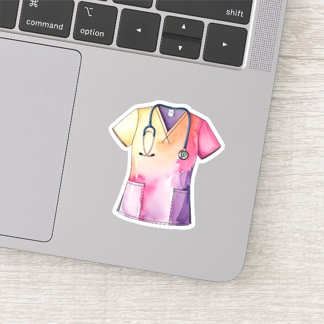 Sticker Aquarelles et stéthoscope (Détail)