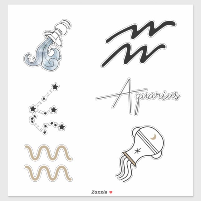Sticker Aquarius astrologie zodiaque étoiles d'anniversair (Feuille)