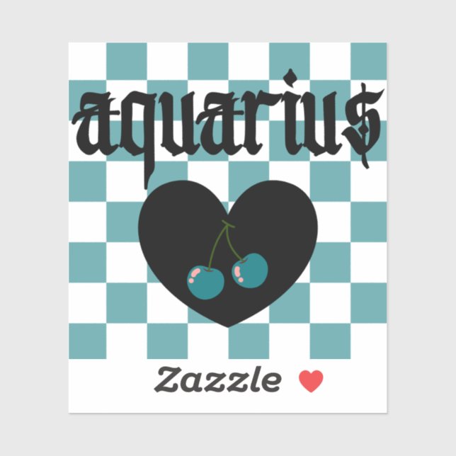 Sticker Aquarius Gothique Esthétique À damiers Cerisier Ar (Feuille)