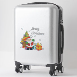Sticker Arbre de Noël Père Noël avec Joyeux Noël