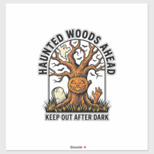Sticker Arbre Hanté Effrayant Chemise d'Avertissement Hall