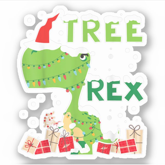 Sticker Arbre Rex Lights Arbre de Noël T-shirt T-rex Dinos (Devant)