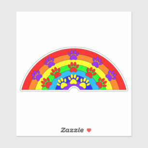 Sticker Arc-en-ciel avec Empreintes de pattes de chien