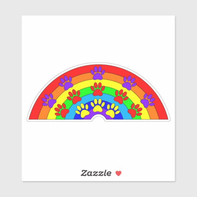 Sticker Arc-en-ciel avec Empreintes de pattes de chien (Feuille)