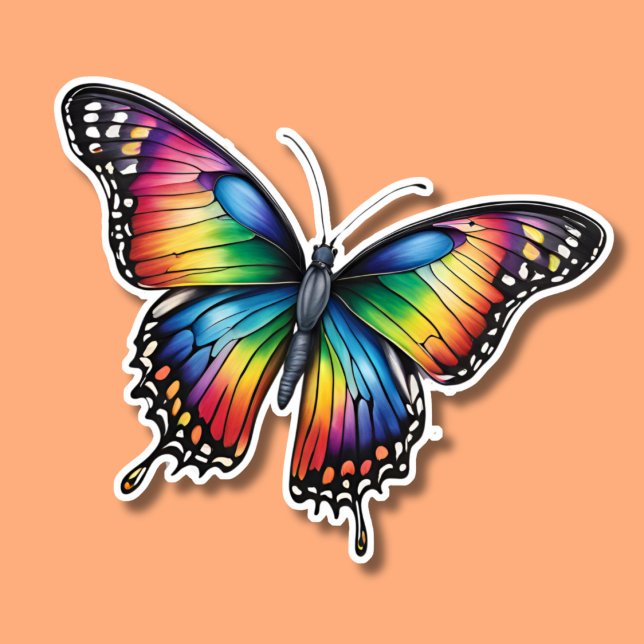 Sticker Arc-en-ciel Monarch Papillon étanche (Créateur téléchargé)
