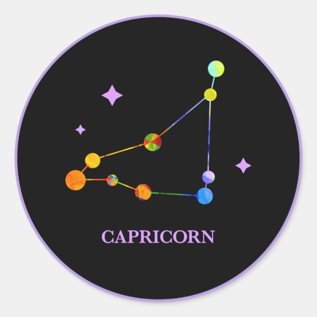 Sticker arc-en-ciel noir Zodiac Capricorn (Devant)