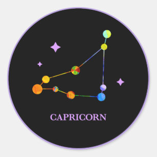 Sticker arc-en-ciel noir Zodiac Capricorn