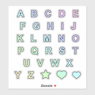 Sticker Arc-en-ciel Pastel couleurs Monogrammes Lettres Al
